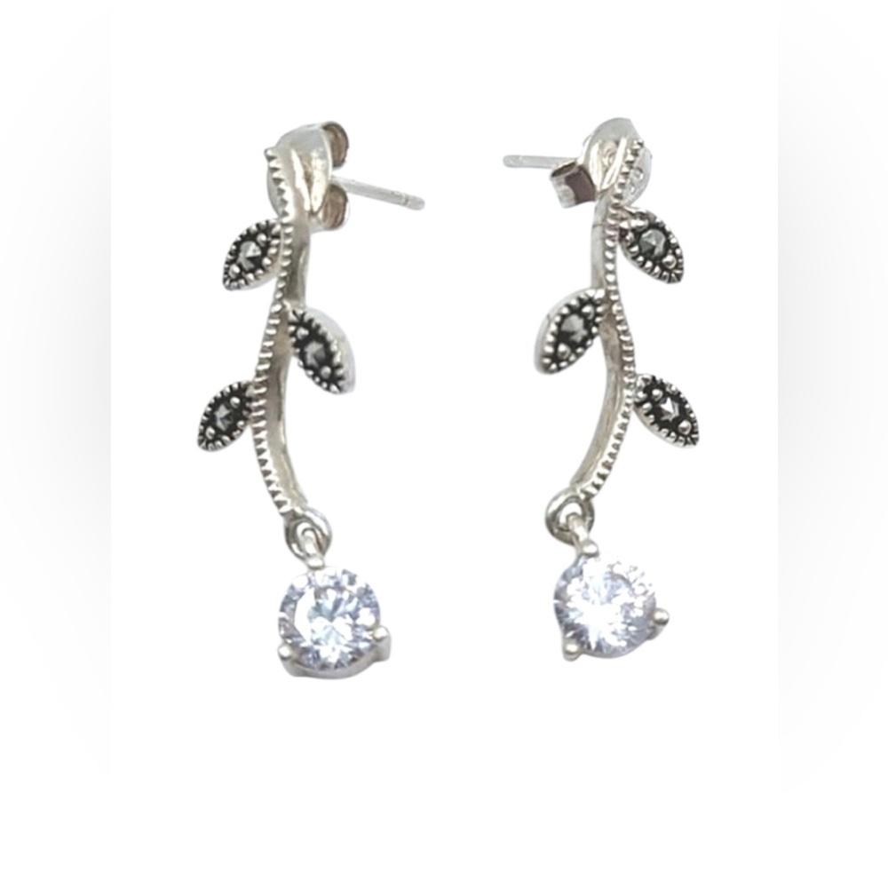 Silpada Sterling and Marcasite post earrings with cubic zirconia stones